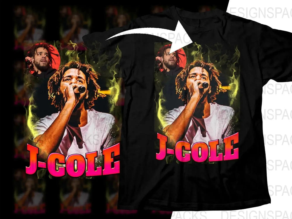 Iconic J. Cole Performance Graphic on White Png Digital Download