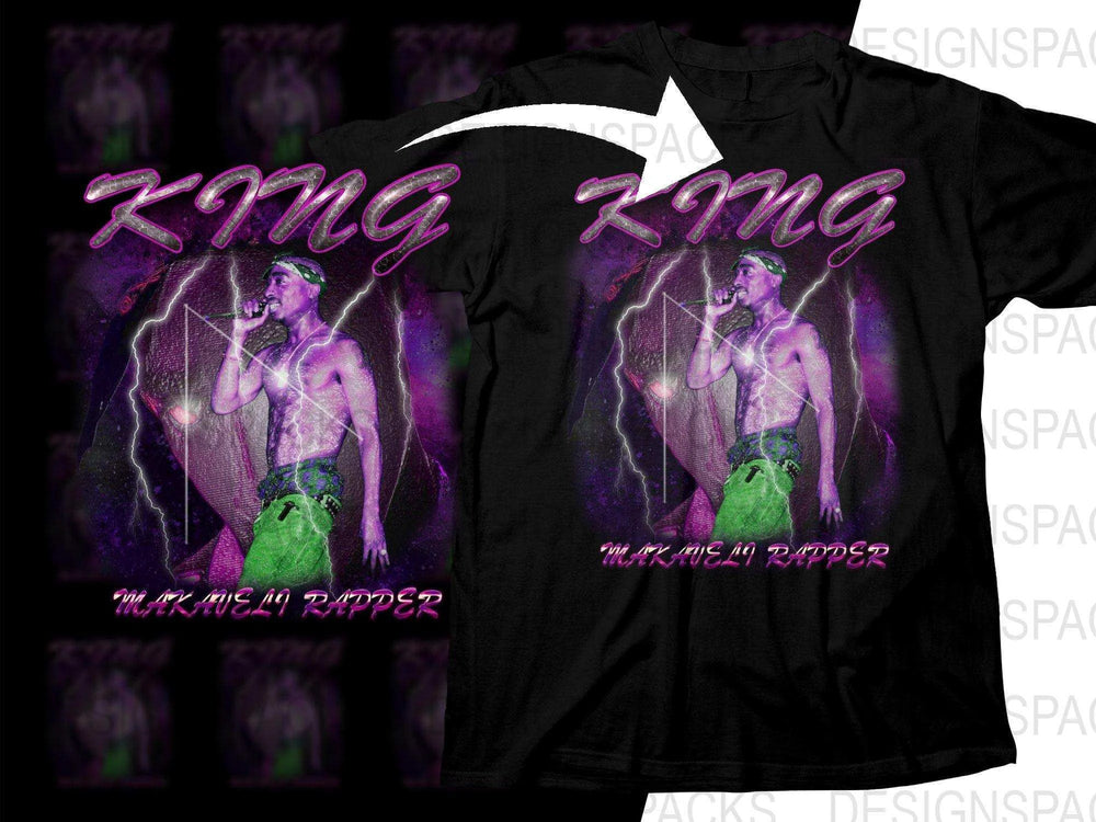 Iconic King Makaveli Rapper Bootleg Music Graphic Png Digital Download
