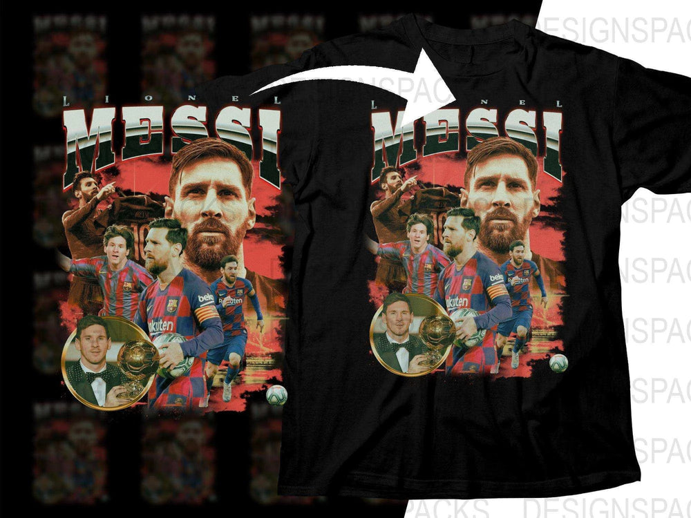 Iconic Lionel Messi Bootleg Design Printed Soccer Png Digital Download