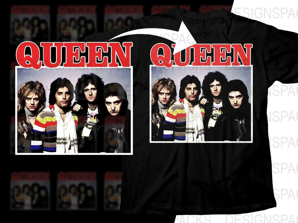 Iconic Music Band Queen Album Art Graphic Png Halftone Digital Download