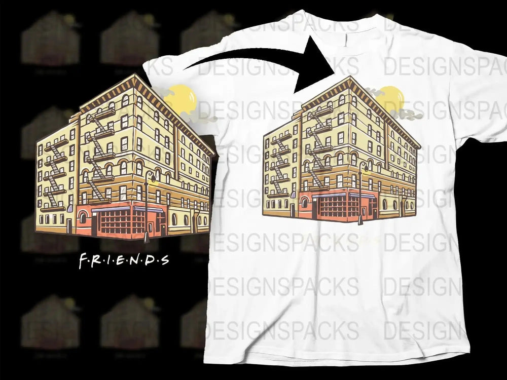 Iconic New York Building Sketch Friends TV Show Png Digital Download
