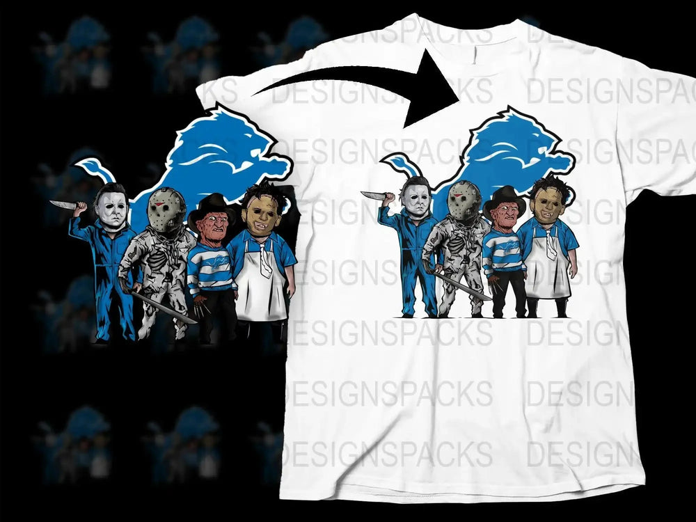 Iconic NFL Team Detroit Lions Horror Slashers Png Digital Download