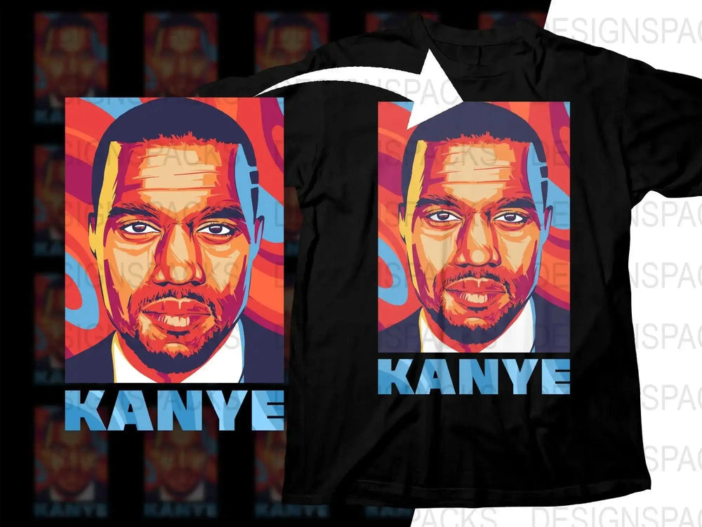 Iconic Pop Art Style Kanye West Portrait Png Digital Download