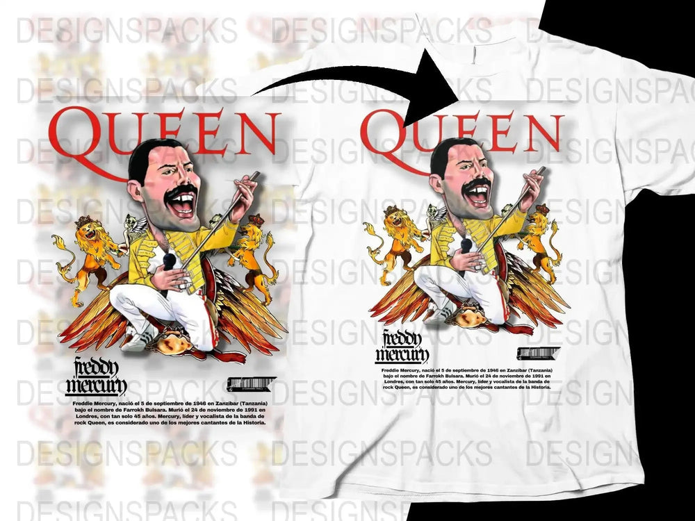 Iconic Queen Rock Band Freddie Mercury Funny Caricature Png Design Digital Download