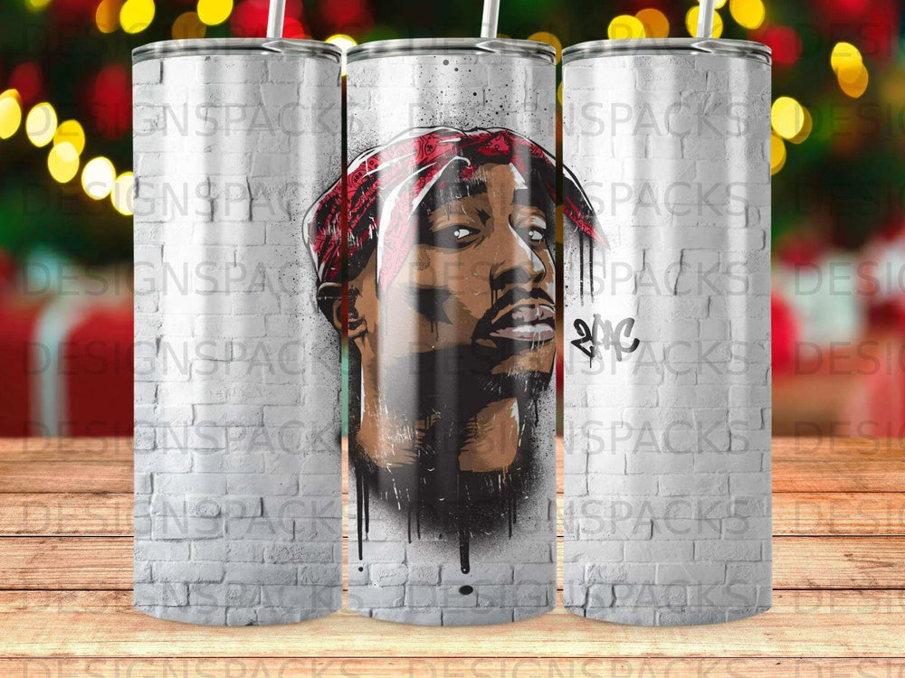 Iconic Rapper Tupac Graffiti Art Tumbler Digital Wrap Design