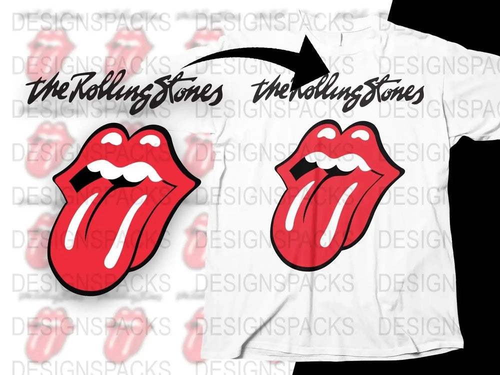 Iconic Rolling Stones Tongue Logo Rock Band Graphic Png Design Digital Download