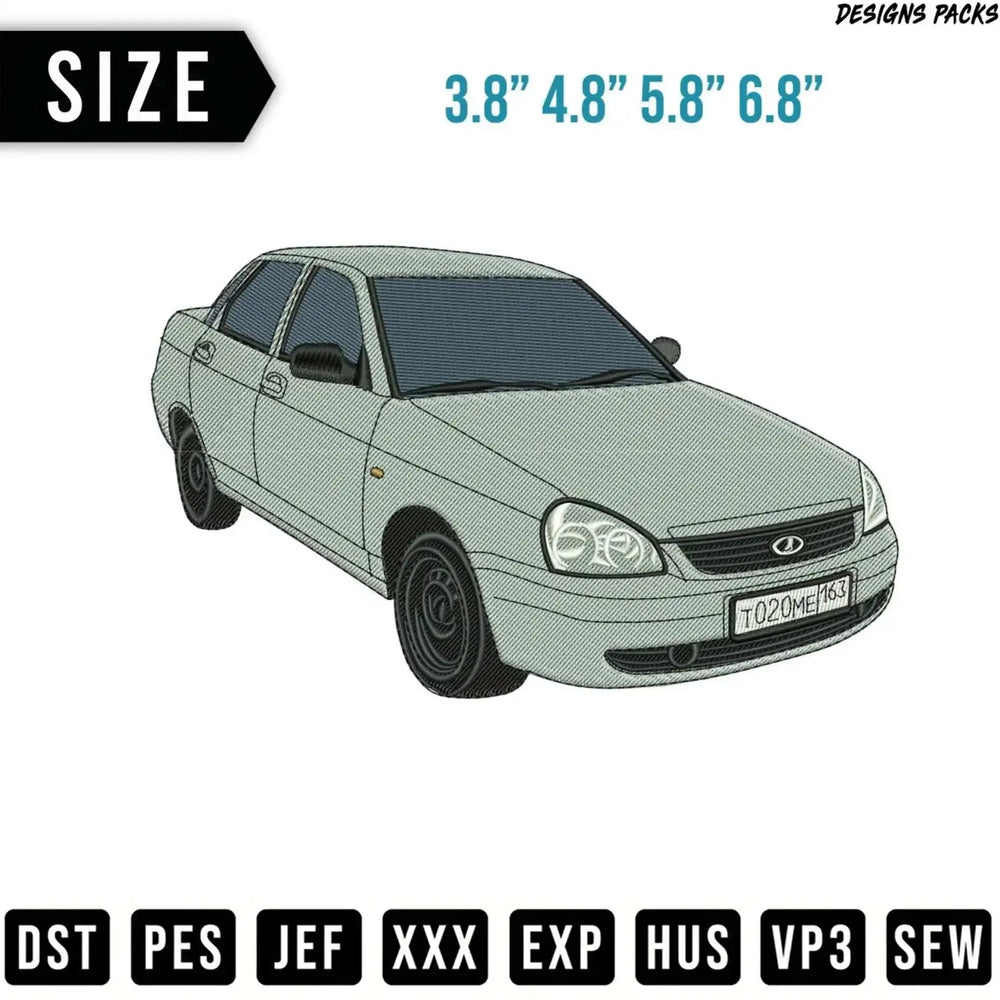 Iconic Sedan Car Digital Embroidery Design