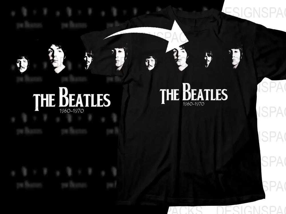 Iconic The Beatles 1960-1970 Music Band Png Halftone Digital Download