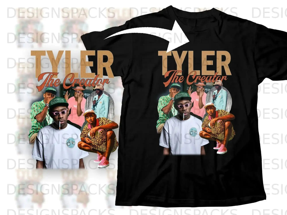 Tyler the Creator in a white t-shirt and hat, wearing sunglasses.