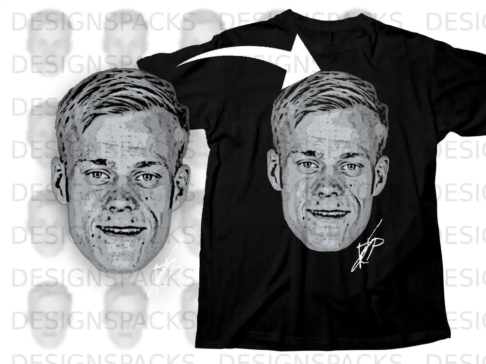 Detailed Face Graphic Black Shirt Signature Design