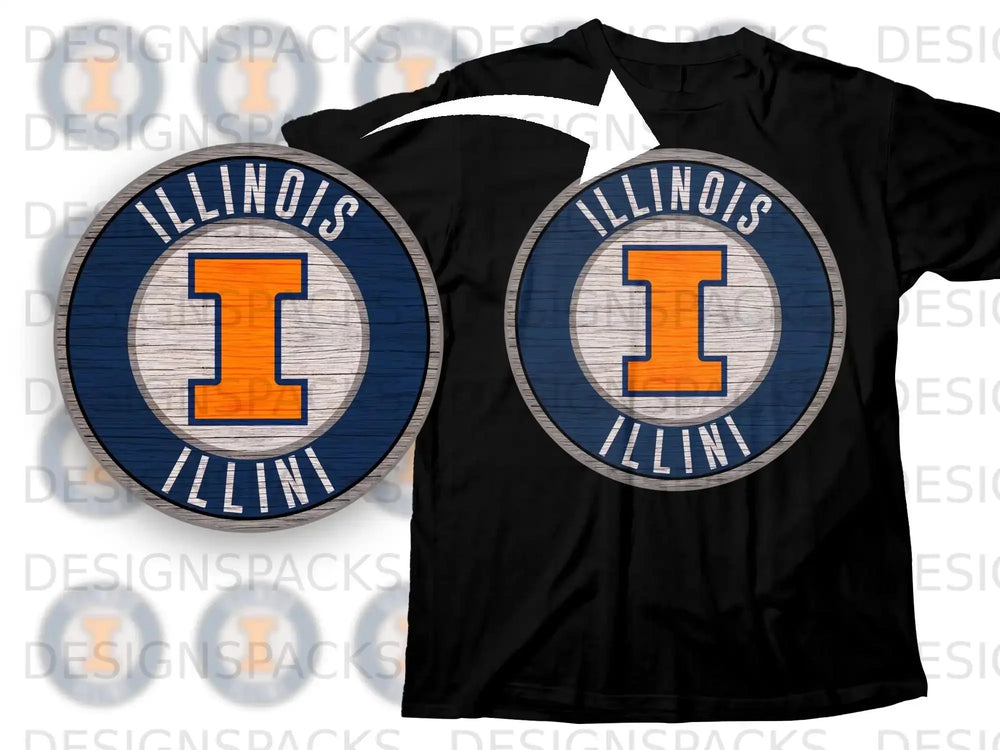 Illinois Illini Large Orange I Logo on Black T-Shirt