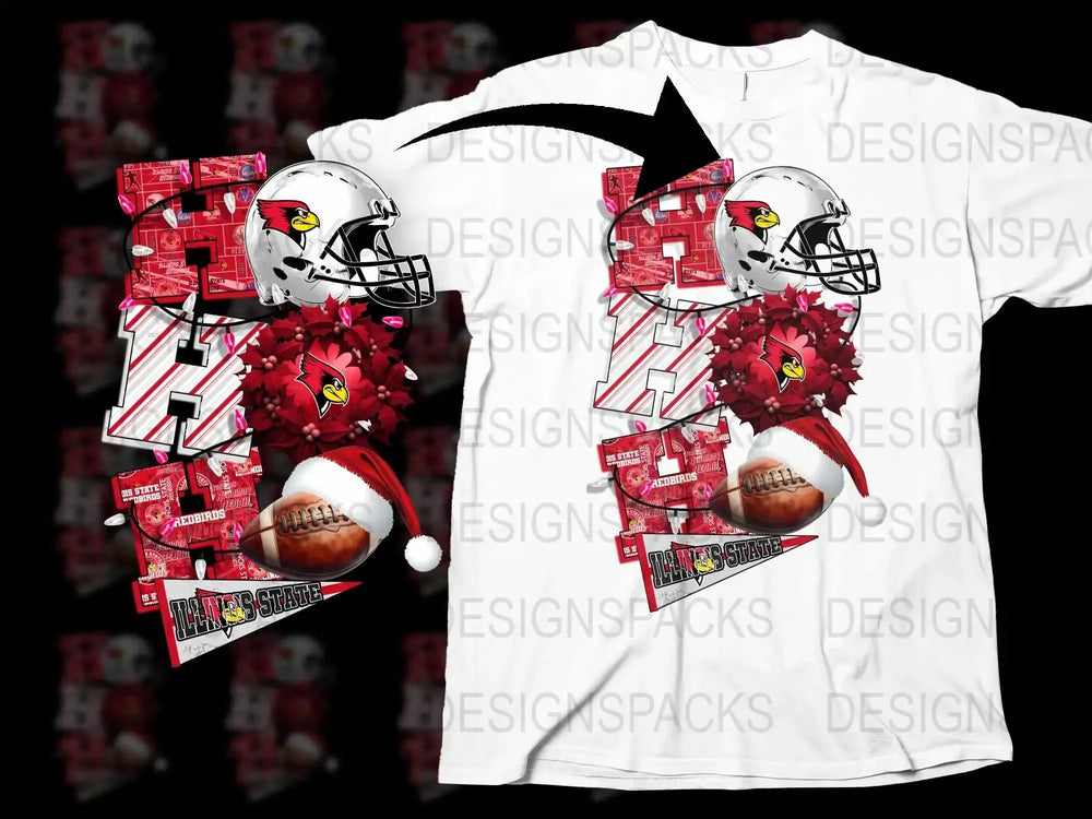 Unique Cardinal Football Design T-Shirt, Vibrant Red Floral Pattern, Sporty Casual Wear