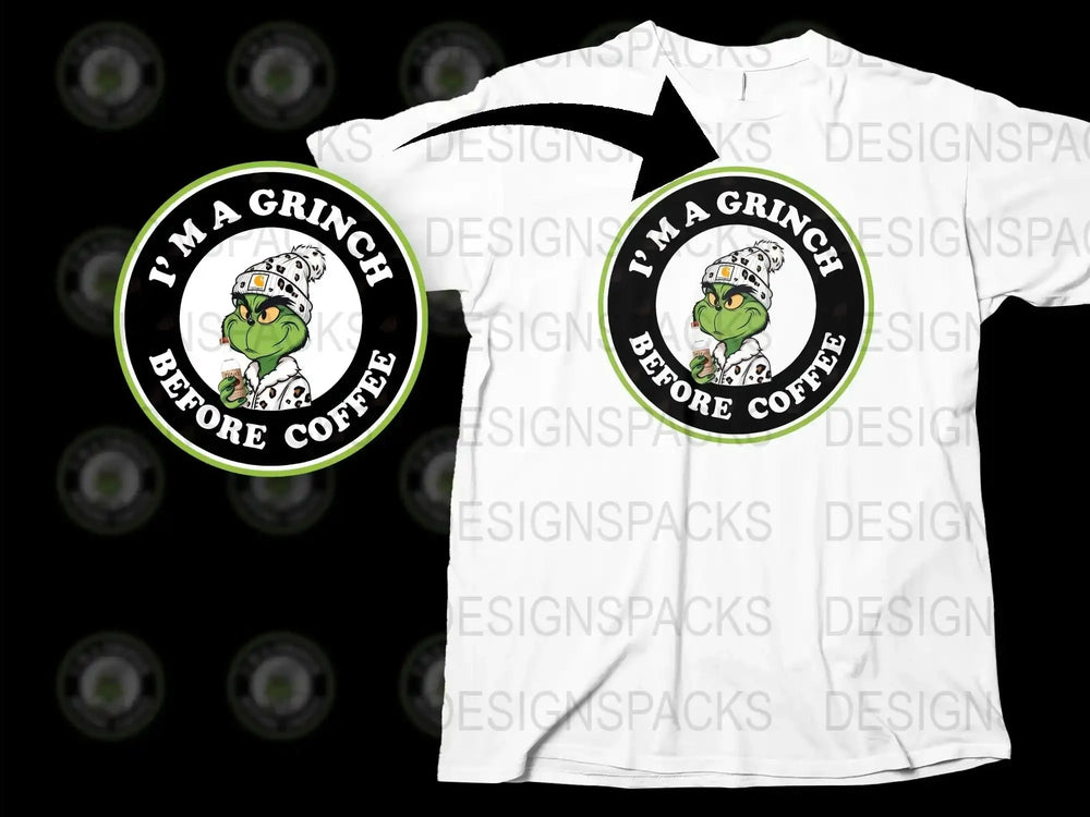 Grinch Before Coffee T-Shirt, Funny Christmas Morning Tee, Holiday Gift Idea for Coffee Lovers