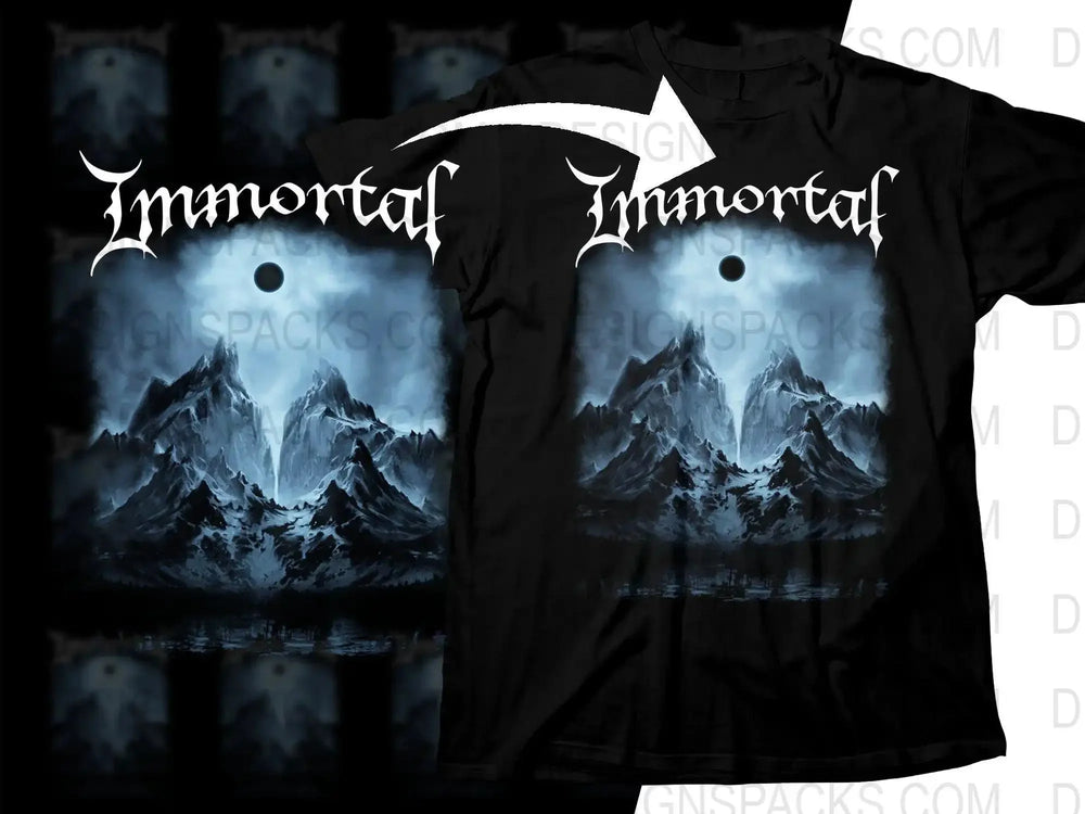 Immortal Surreal Night Sky over Majestic Mountains Png Halftone Digital Download