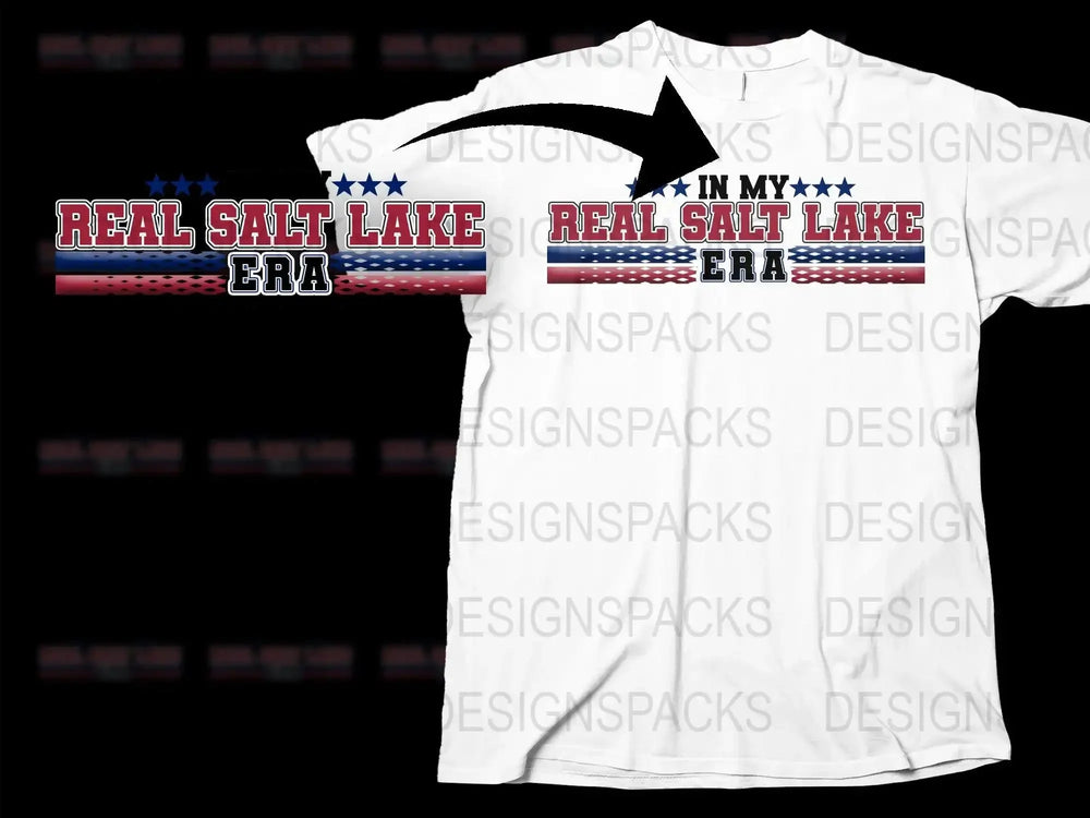 White t-shirt with 'In My Real Salt Lake Era' design, patriotic stars and stripes graphic