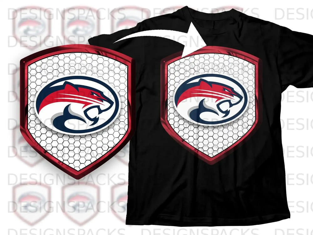Fierce Panther Shield Design Graphic T-shirt