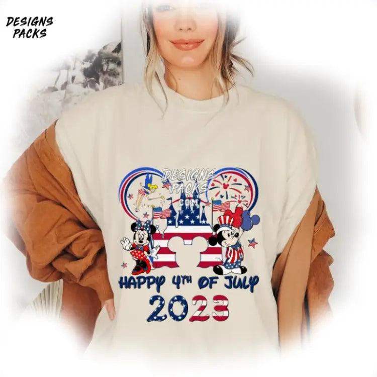 Independence Day Mickey Minnie America Cartoon And Friends 4Th Of July Png Design