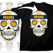 Skull Graphic T-Shirt, Pacers Sports Team Fan Wear, Bold Unique Design, Unisex Black Tee