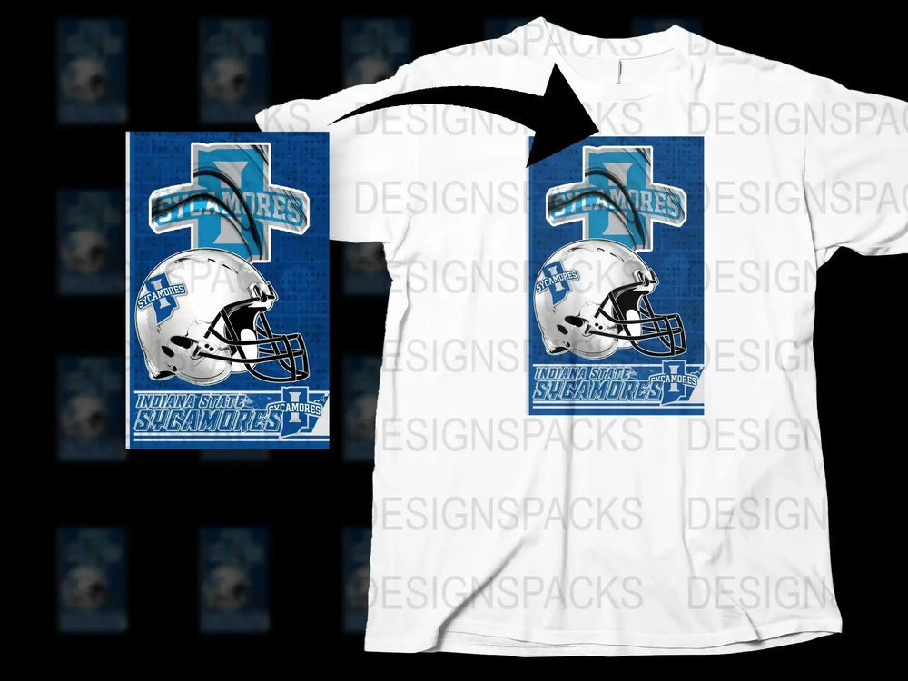 Custom Sycamores Football T-Shirt, High School Sports Team Apparel, White Graphic Tee