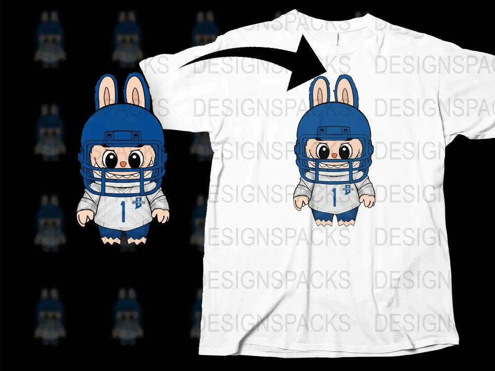 Cute Cartoon Rabbit Football Player Graphic T-Shirt for Kids, Sports Theme White Tee
