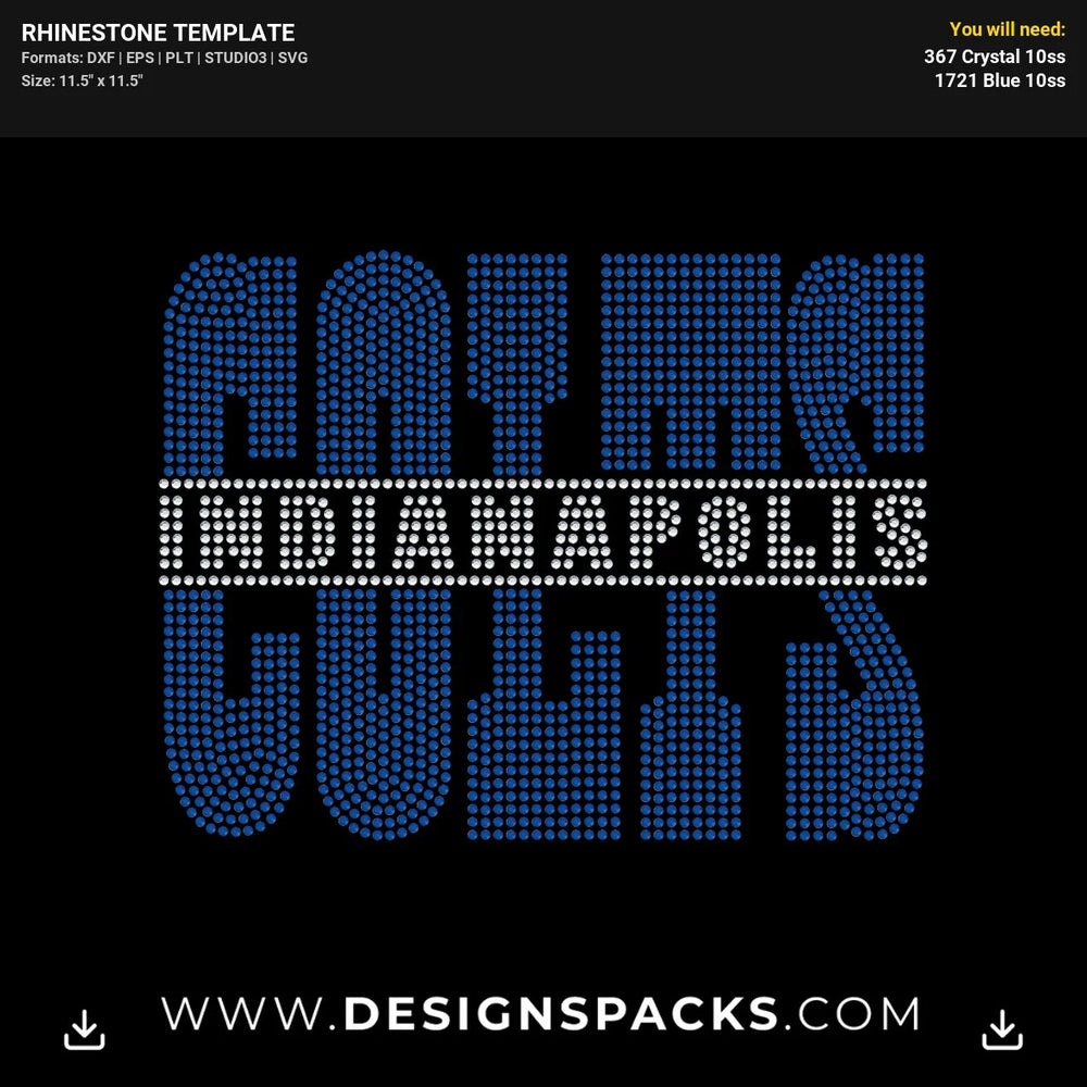 Indianapolis Colts Split Rhinestone Digital Template