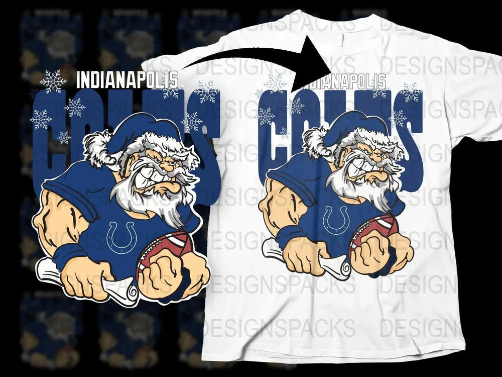 INDIANAPOLIS COLTS Team Christmas Football Santa Png Digital Download