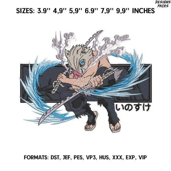 Inosuke Hashibira  Embroidery Design File/ Kimetsu no yaiba Anime Embroidery Design/ Machine Embroidery/ Design Pes Dst