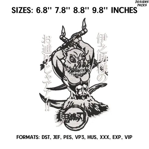 Inosuke Hashibira Embroidery Design File, Kimetsu no yaiba Anime Machine Embroidery Design, Demon Slayer Embroidery