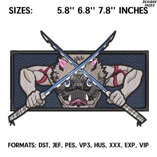 Inosuke Attack Hashibira rectangle Embroidery Design