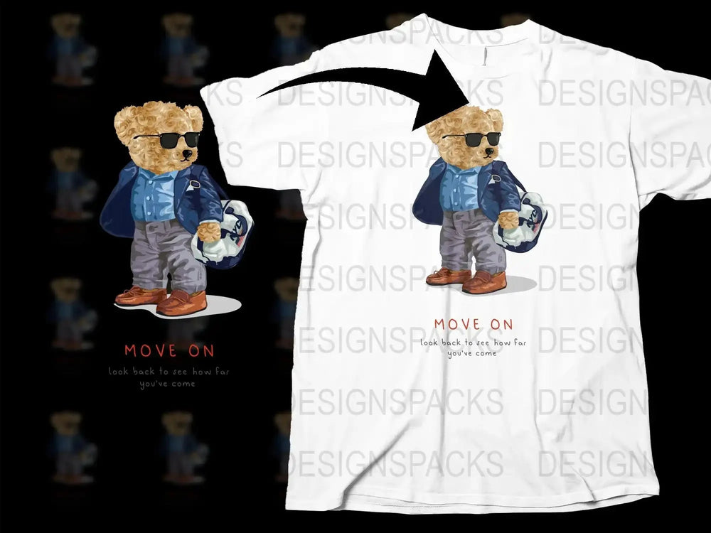 Inspirational Bear in Sunglasses Retro Look Png Digital Download