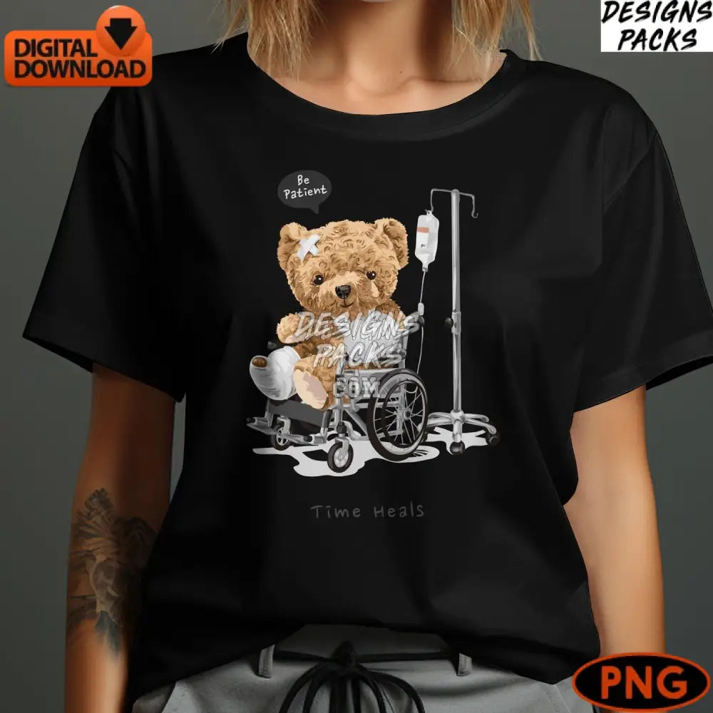 Inspirational Teddy Bear In Wheelchair Art Digital Png Instant Download Get Well Soon Gift Hospital