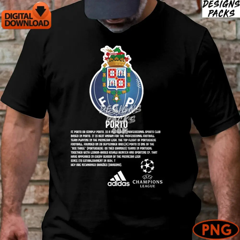 Instant Download Digital Png Soccer Football Team Sports Print Art Fc Porto Champions League Logo