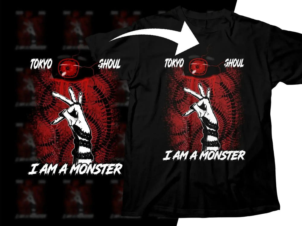 Intense Anime Eye 'I Am A Monster' Design Png Digital Download