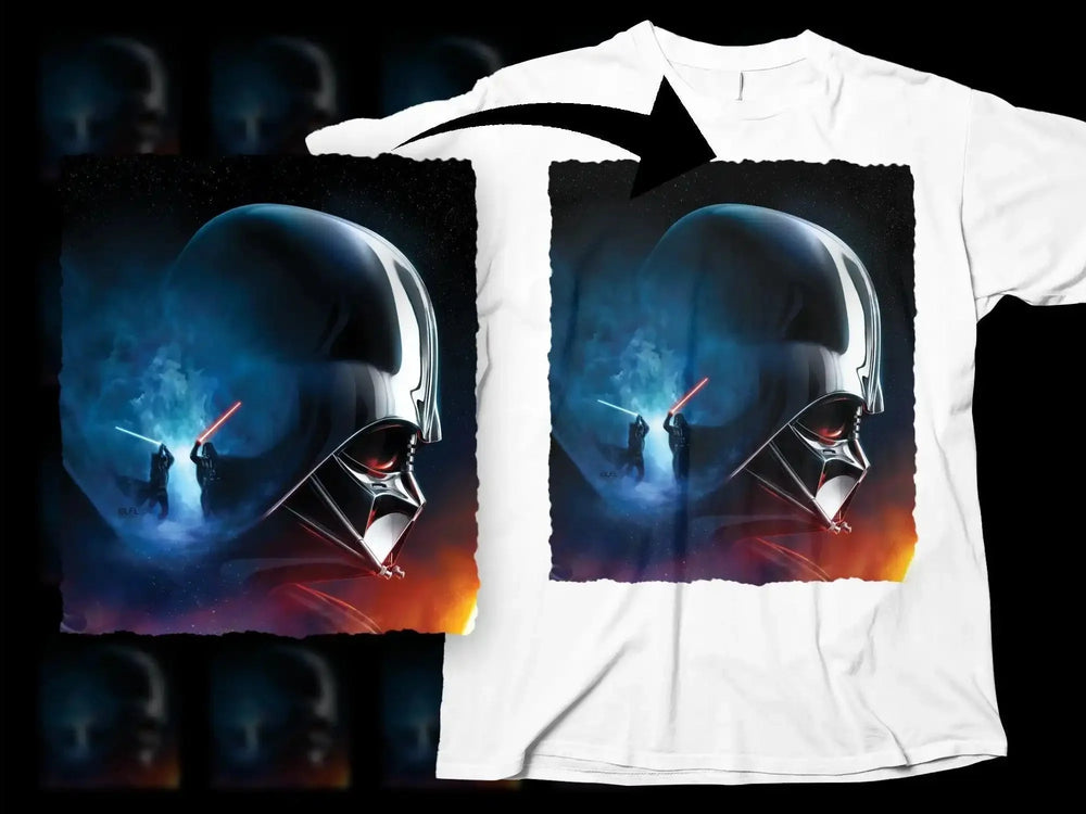 Intense Duel with Darth Vader Graphic Print Png Digital Download