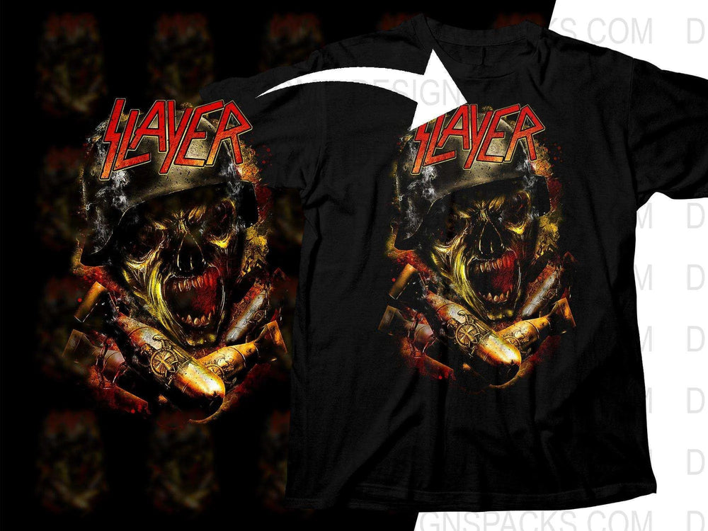 Intense Slayer Rock Artwork On White Png Halftone Digital Download