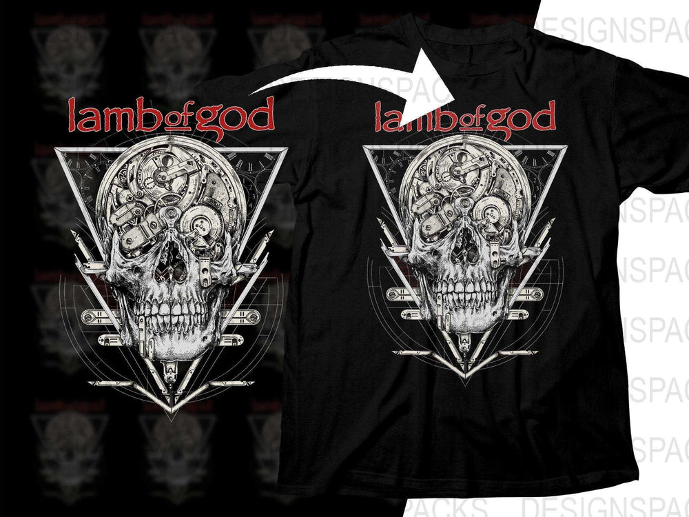 Intricate Skull Design Lamb Of God Music Rock Band Png Halftone Digital Download