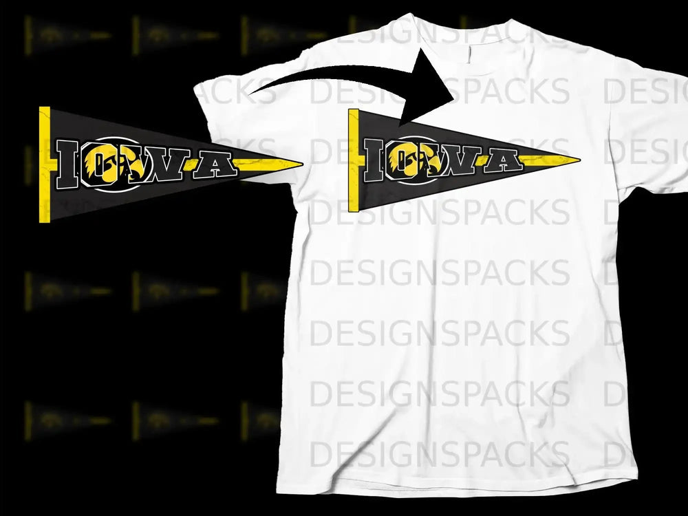 Iowa Pennant Graphic on White T-Shirt for Fans