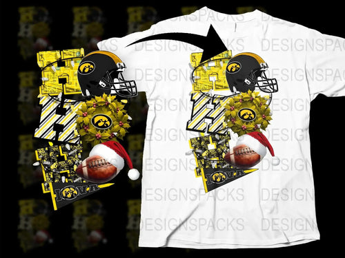 Festive Football T-Shirt, Sports Fan Apparel, Holiday Graphic Tee, Unique Christmas Gift, Football Helmet Design
