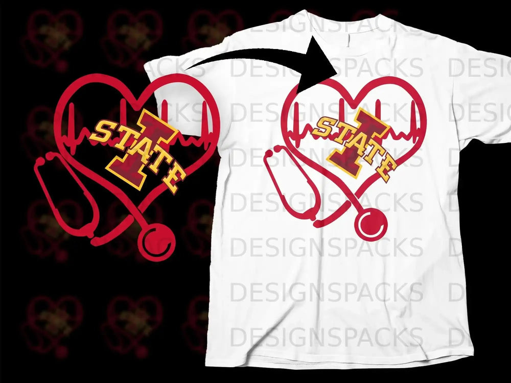 Iowa State Heartbeat Design Graphic T-Shirt