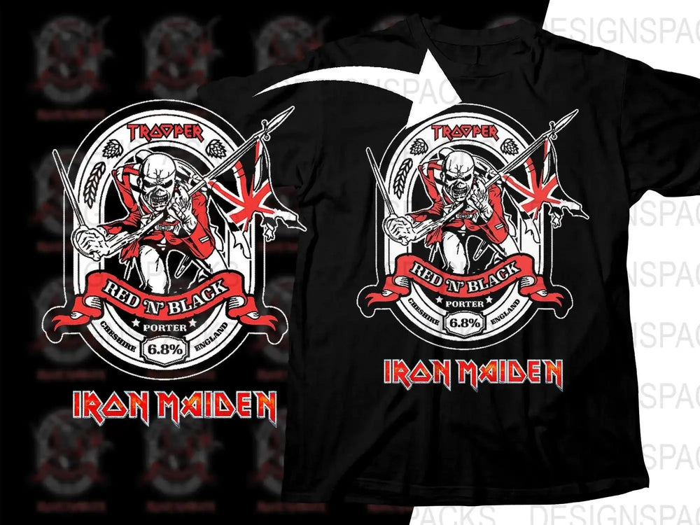 Iron Maiden Trooper Red N' Black Porter Png Halftone Digital Download