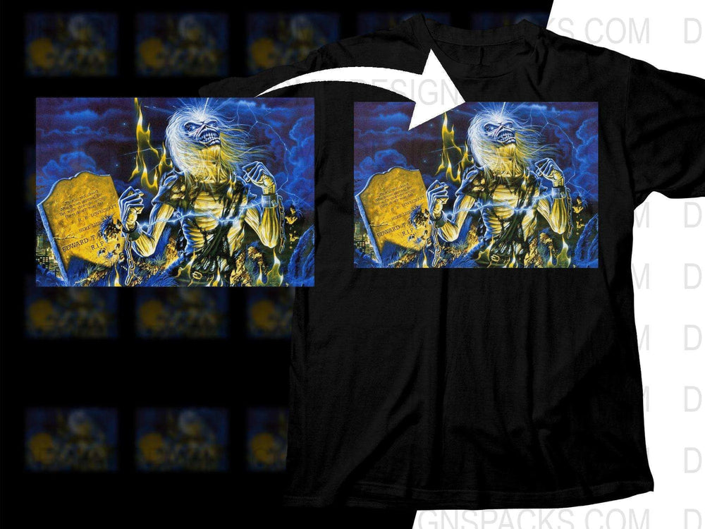 Iron Maiden Vibrant Electric Skeleton Art Theme Rocked Png Halftone Digital Download