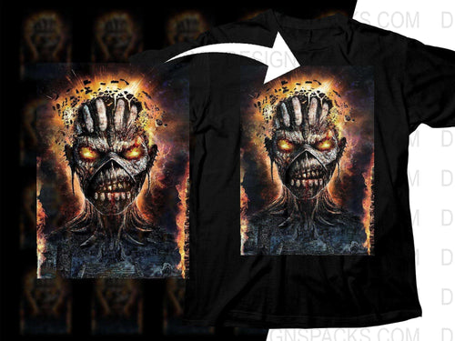 Iron Maisen Fiery Abstract Skull With Glowing Eyes Png Halftone Digital Download