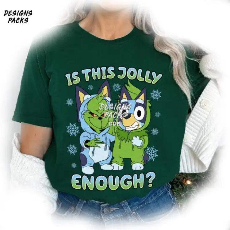 Is This Jolly Enough Toddler Christmas Bluey Grinch Png Design