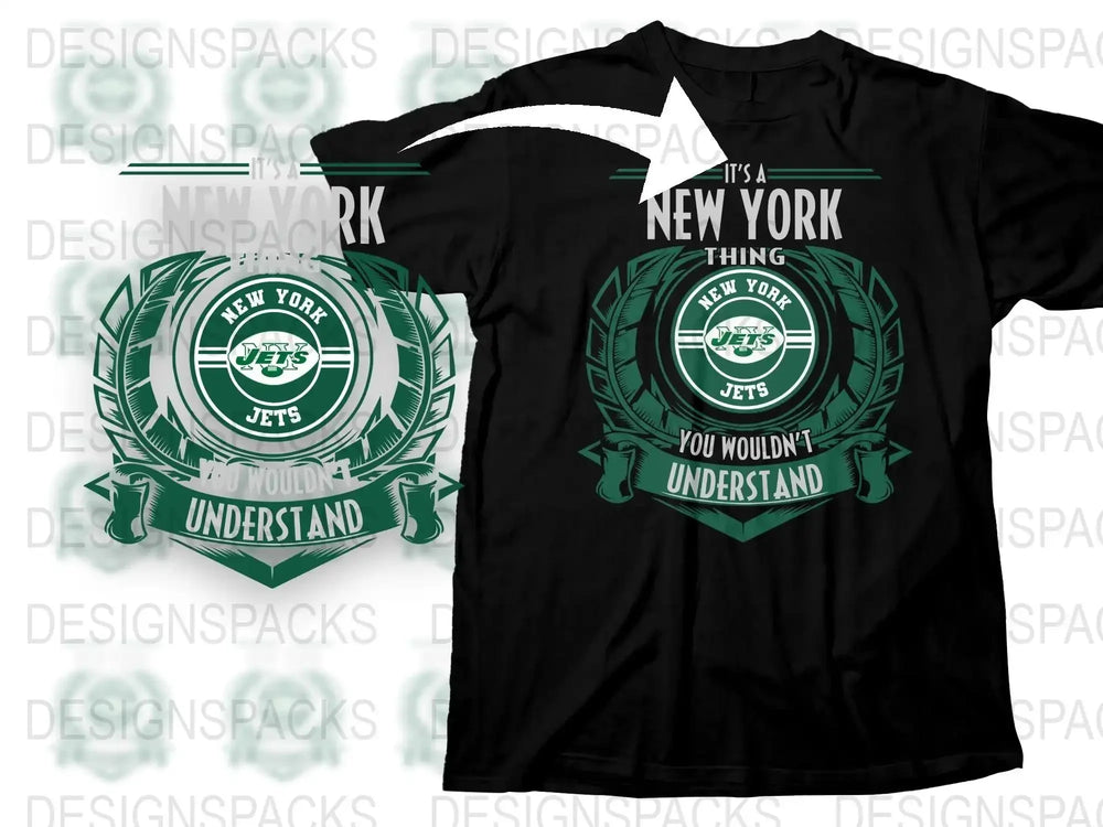 New York Jets T-Shirt, Black Fan Apparel, Football Graphic Tee, Sports Fan Gift Idea