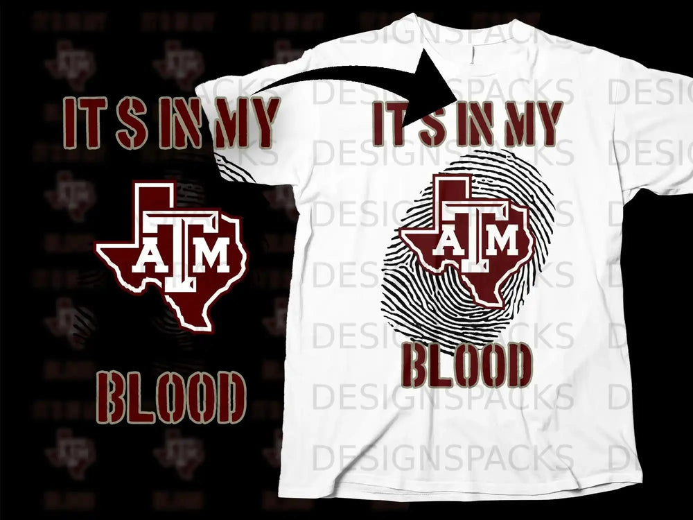 IT'S IN MY BLOOD Texas A&M Logo Graphic T-Shirt