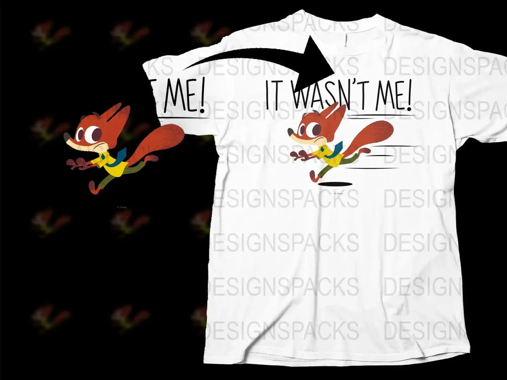 Cartoon Fox Graphic T-Shirt, Funny Animal Tee, It Wasn't Me Quote, Unisex Kids and Adults Sizes