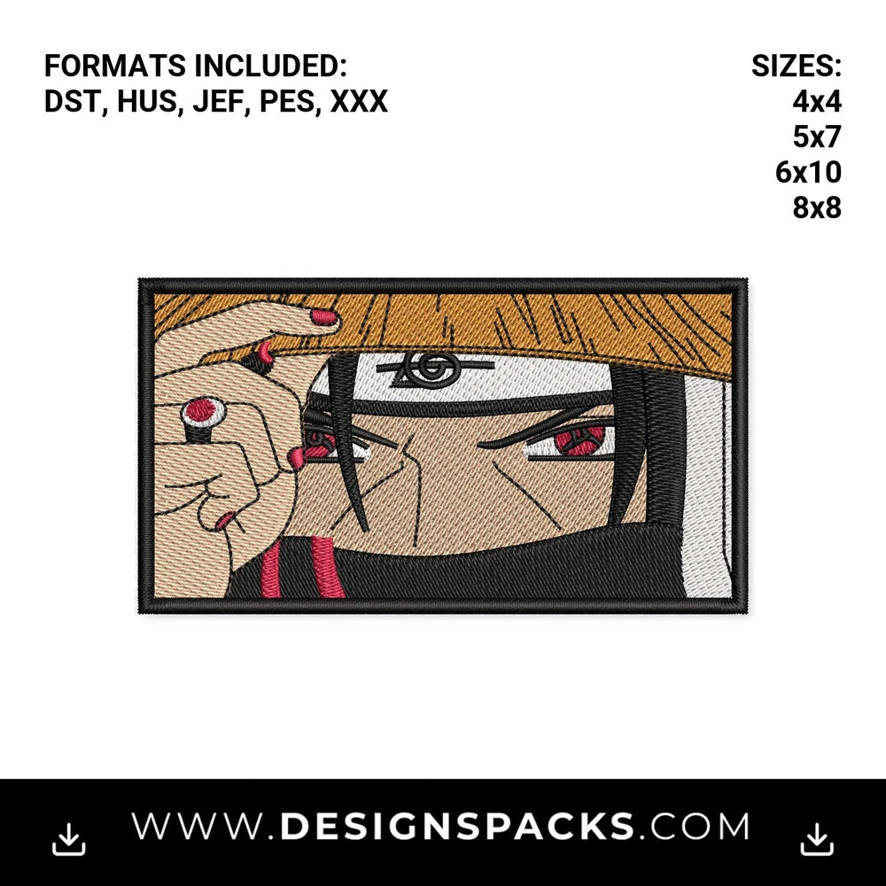 Itachi Akatsuki Sharingan Eyes Patch Embroidery Design - Instant digital download pattern at Designspacks.com