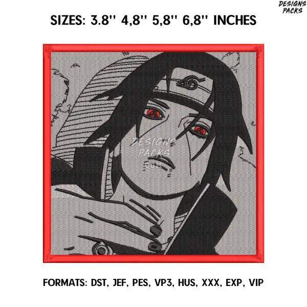 Itachi Embroidery Design File/ Naruto Anime Embroidery Design/ Machine  Design Pes Dst. Itachi Uchiha embroidery pes