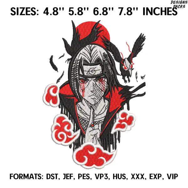 Itachi Embroidery Design File/ Naruto Anime Embroidery Design/ Machine  Design Pes Dst. Itachi Uchiha embroidery pes