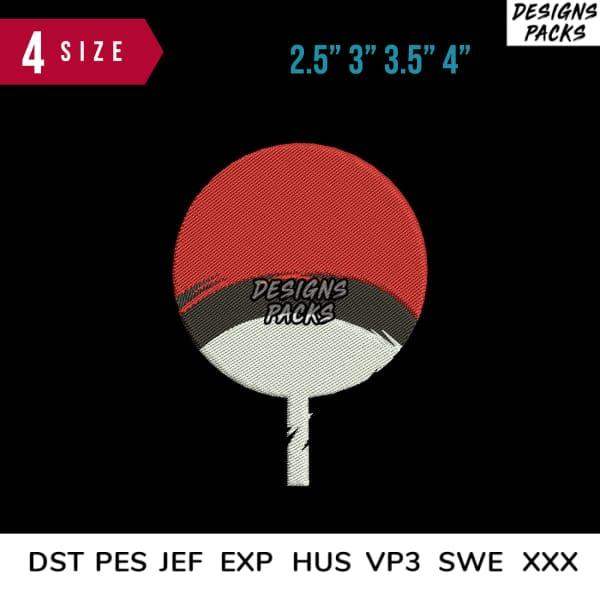 Embroidery design of red and white lollipop in 4 sizes, compatible with DST PES JEF formats